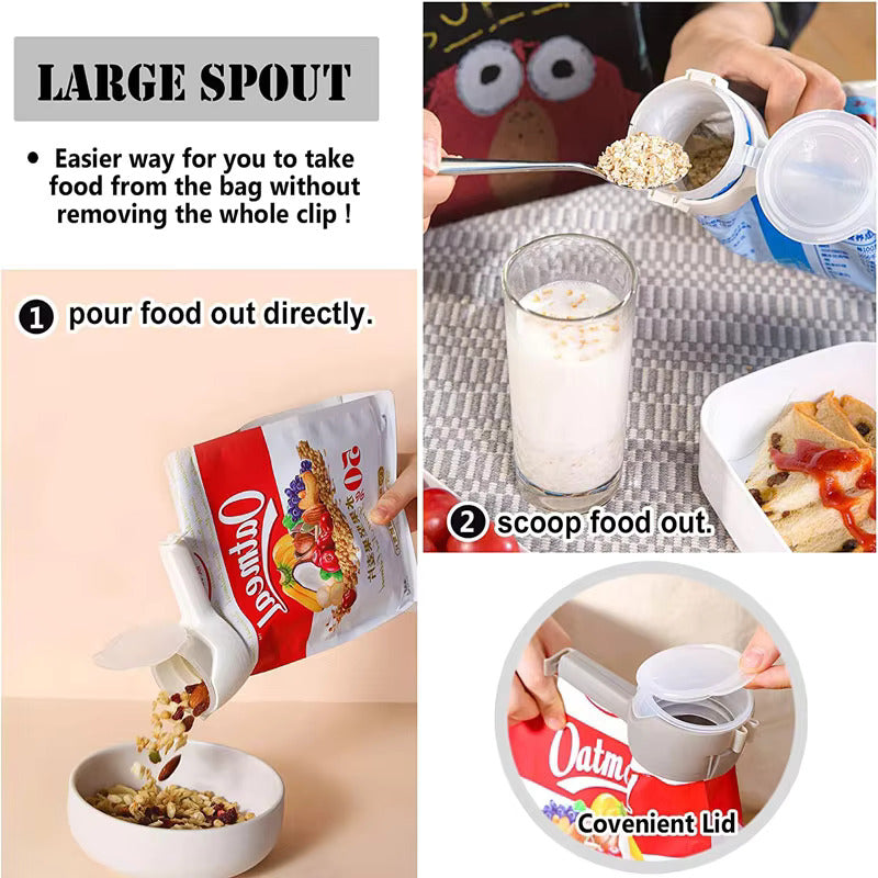 Food Storage Bag Sealing Clips With Pour Spouts