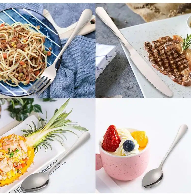 Luxury High-end Stainless Steel Tableware Western Food Knife Fork And Spoon 24-piece Set