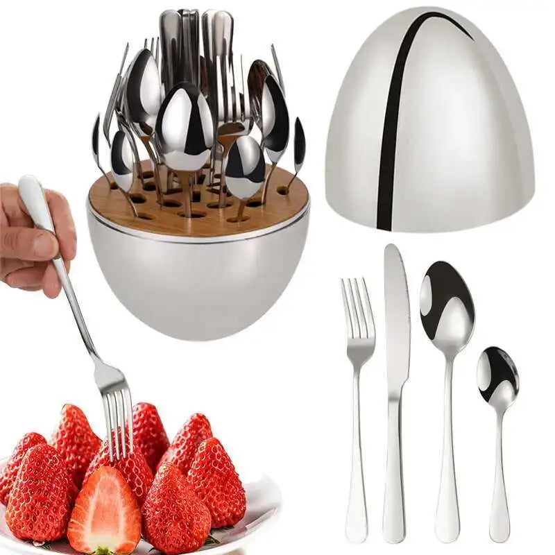 Luxury High-end Stainless Steel Tableware Western Food Knife Fork And Spoon 24-piece Set