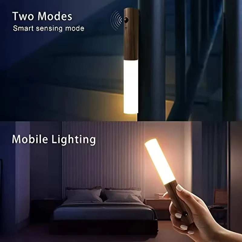 Motion Sensor Intelligent Wooden Magnetic Suction LED Night Light