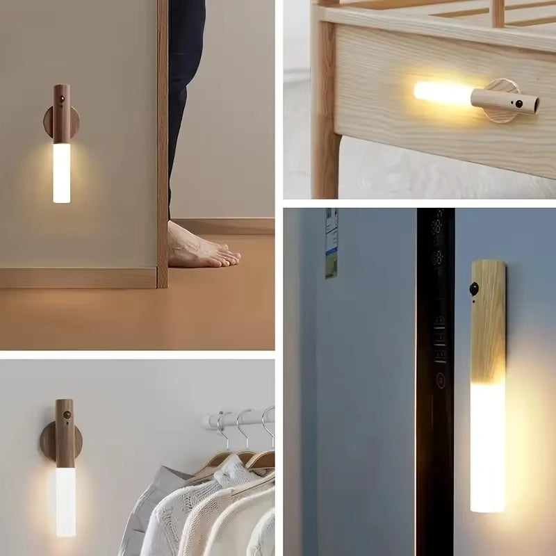 Motion Sensor Intelligent Wooden Magnetic Suction LED Night Light