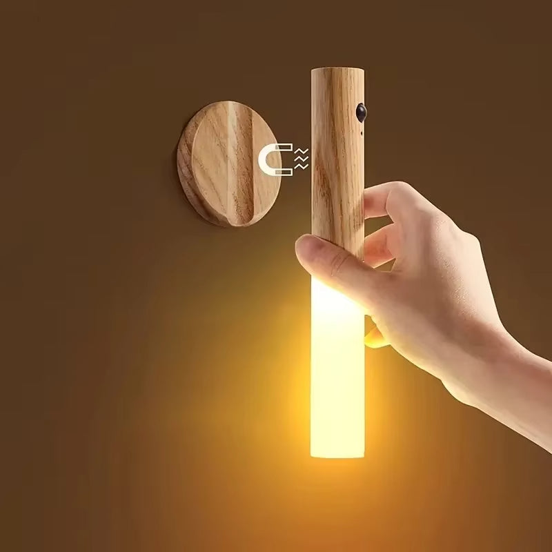 Motion Sensor Intelligent Wooden Magnetic Suction LED Night Light