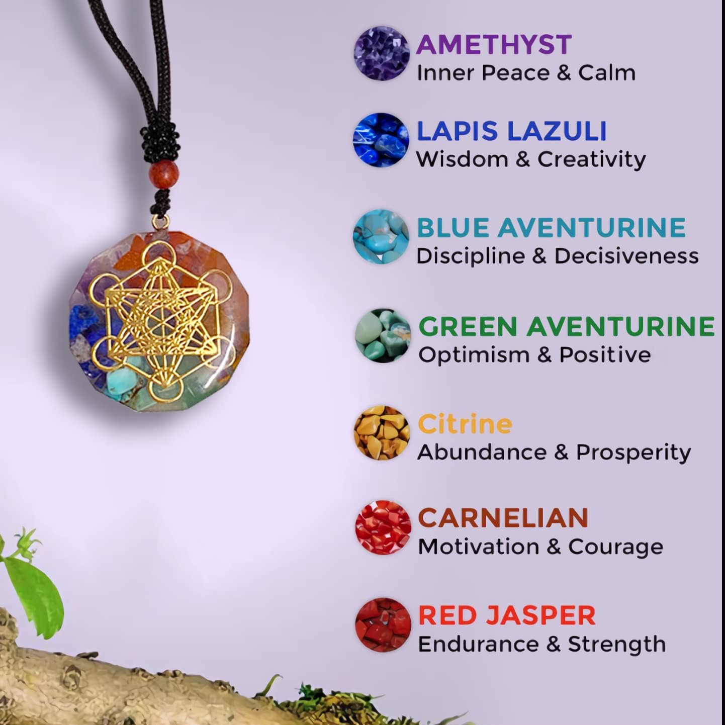 Orgone Pendant Kit 7 Chakra Healing Crystals Stones