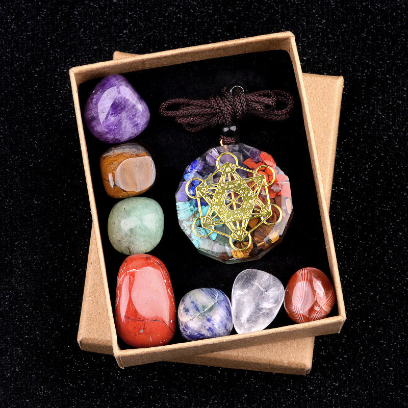 Orgone Pendant Kit 7 Chakra Healing Crystals Stones