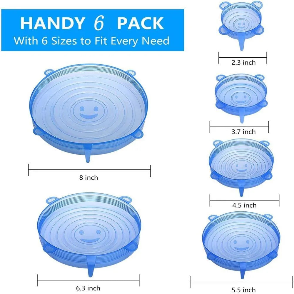 6 Pcs Silicone Cover  Stretch Lids for Kitchen Microwave Food Covers Bowl Caps