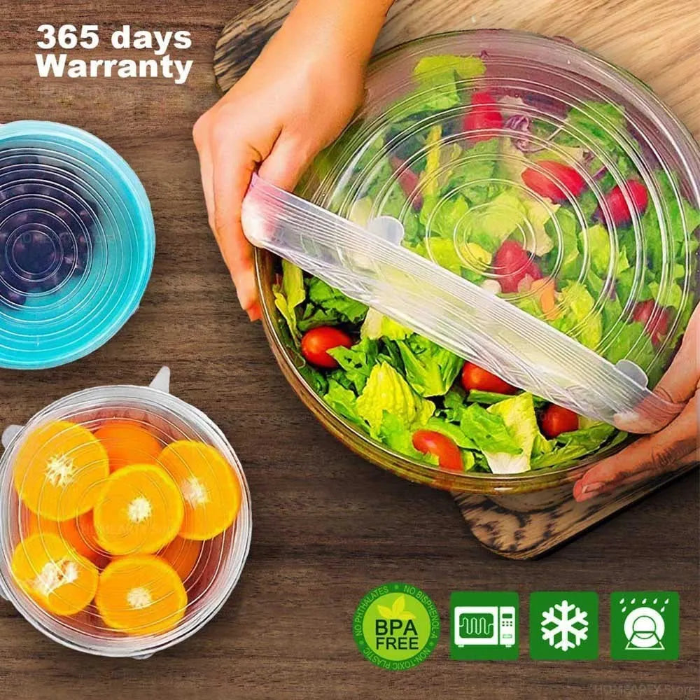 6 Pcs Silicone Cover  Stretch Lids for Kitchen Microwave Food Covers Bowl Caps