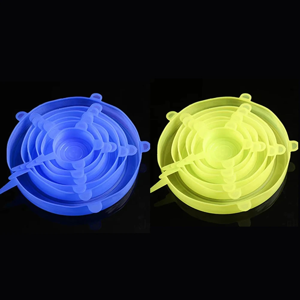 6 Pcs Silicone Cover  Stretch Lids for Kitchen Microwave Food Covers Bowl Caps