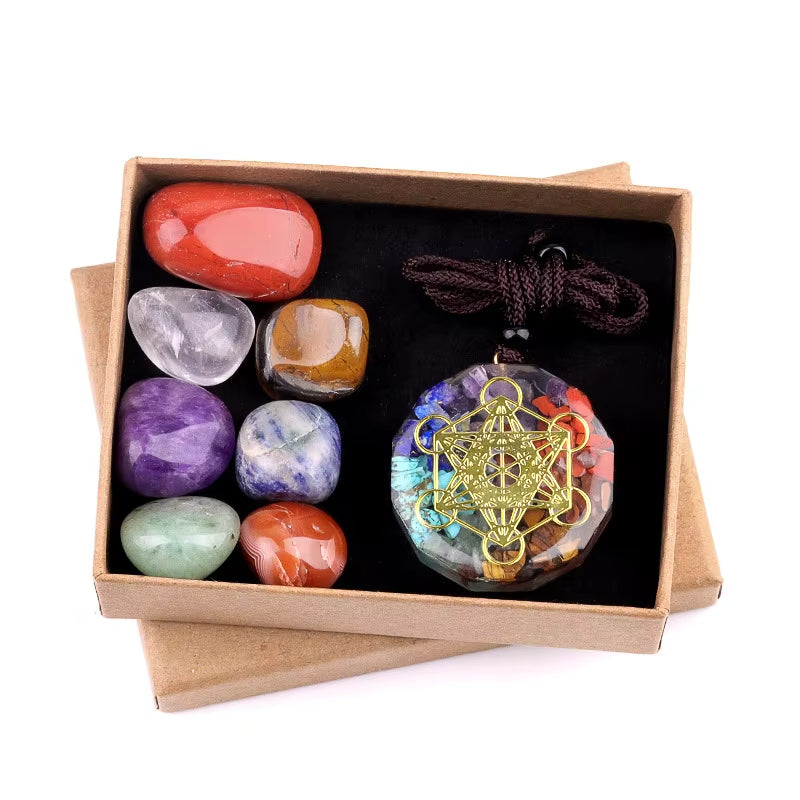 Orgone Pendant Kit 7 Chakra Healing Crystals Stones