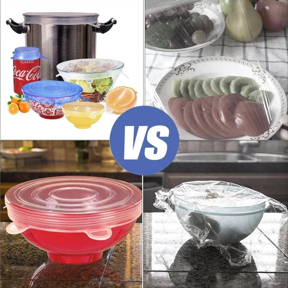 6 Pcs Silicone Cover  Stretch Lids for Kitchen Microwave Food Covers Bowl Caps