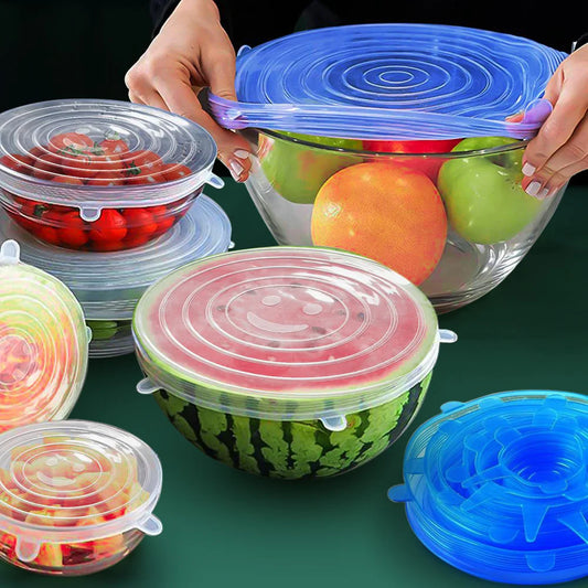 6 Pcs Silicone Cover  Stretch Lids for Kitchen Microwave Food Covers Bowl Caps