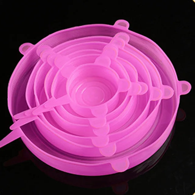 6 Pcs Silicone Cover  Stretch Lids for Kitchen Microwave Food Covers Bowl Caps