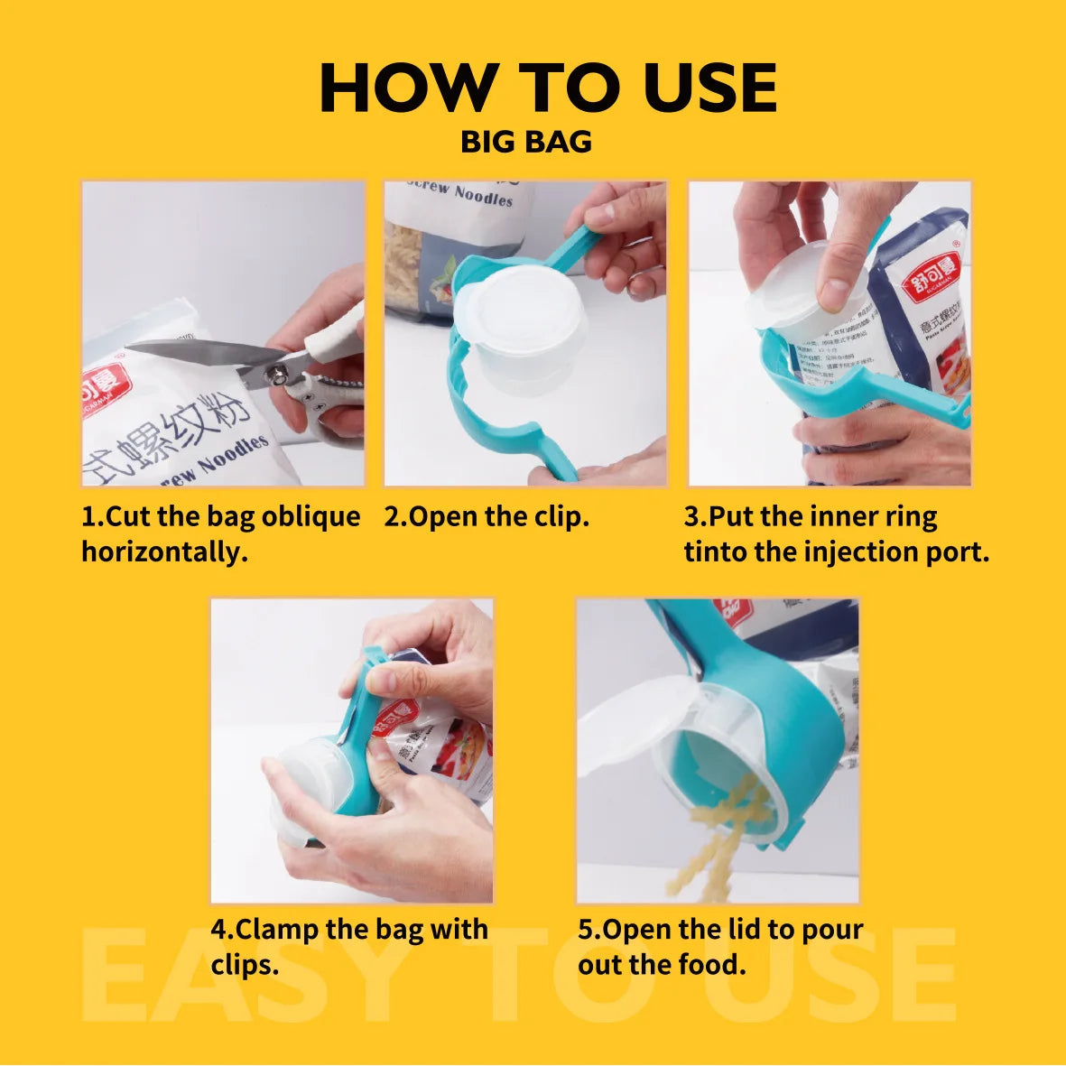 Food Storage Bag Sealing Clips With Pour Spouts