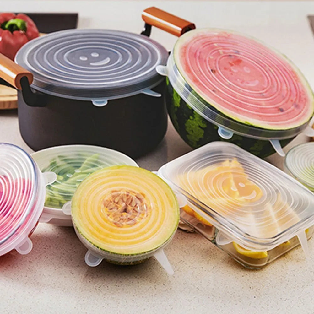 6 Pcs Silicone Cover  Stretch Lids for Kitchen Microwave Food Covers Bowl Caps