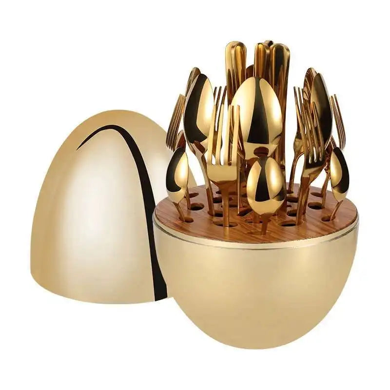 Luxury High-end Stainless Steel Tableware Western Food Knife Fork And Spoon 24-piece Set