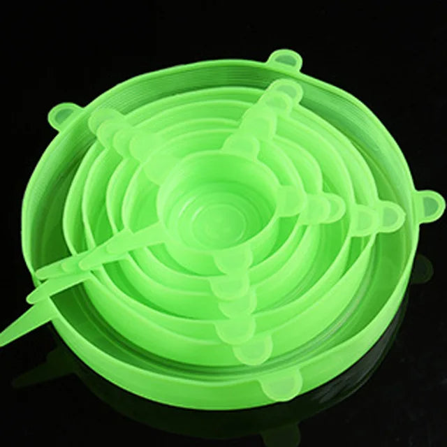6 Pcs Silicone Cover  Stretch Lids for Kitchen Microwave Food Covers Bowl Caps