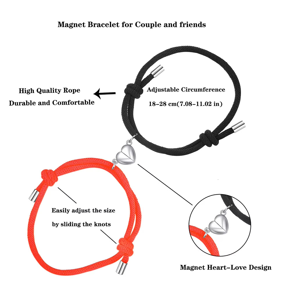 Couple Magnetic Heart Bracelet