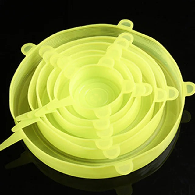 6 Pcs Silicone Cover  Stretch Lids for Kitchen Microwave Food Covers Bowl Caps