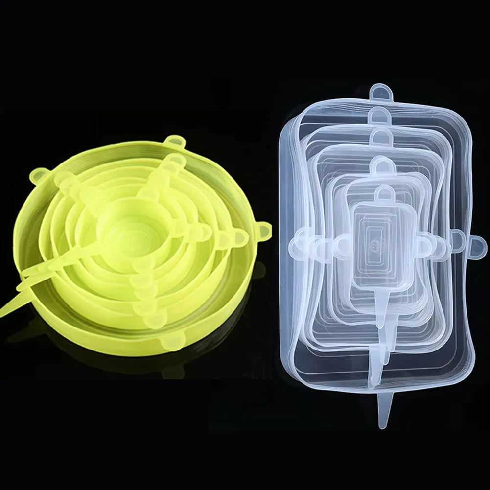 6 Pcs Silicone Cover  Stretch Lids for Kitchen Microwave Food Covers Bowl Caps